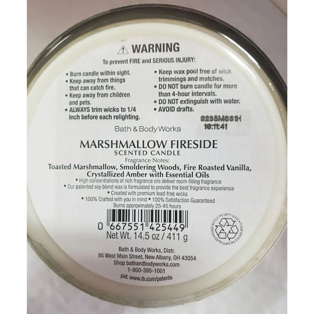 BBW Marshmallow Fireside Large 3 Wick Candle Holiday Home Fragrance - Picture 2 of 2